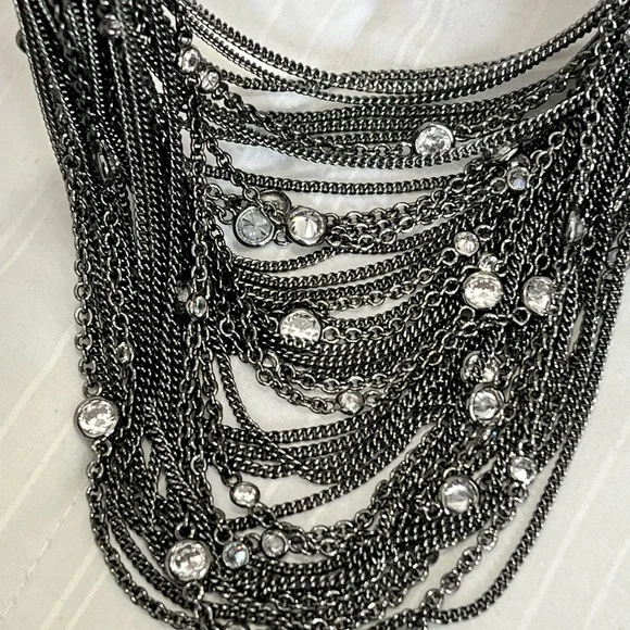 NWT Rare & Retired Kendra Scott Anastasia Bib Statement Necklace Hematite & CZ’s - Picture 10 of 17